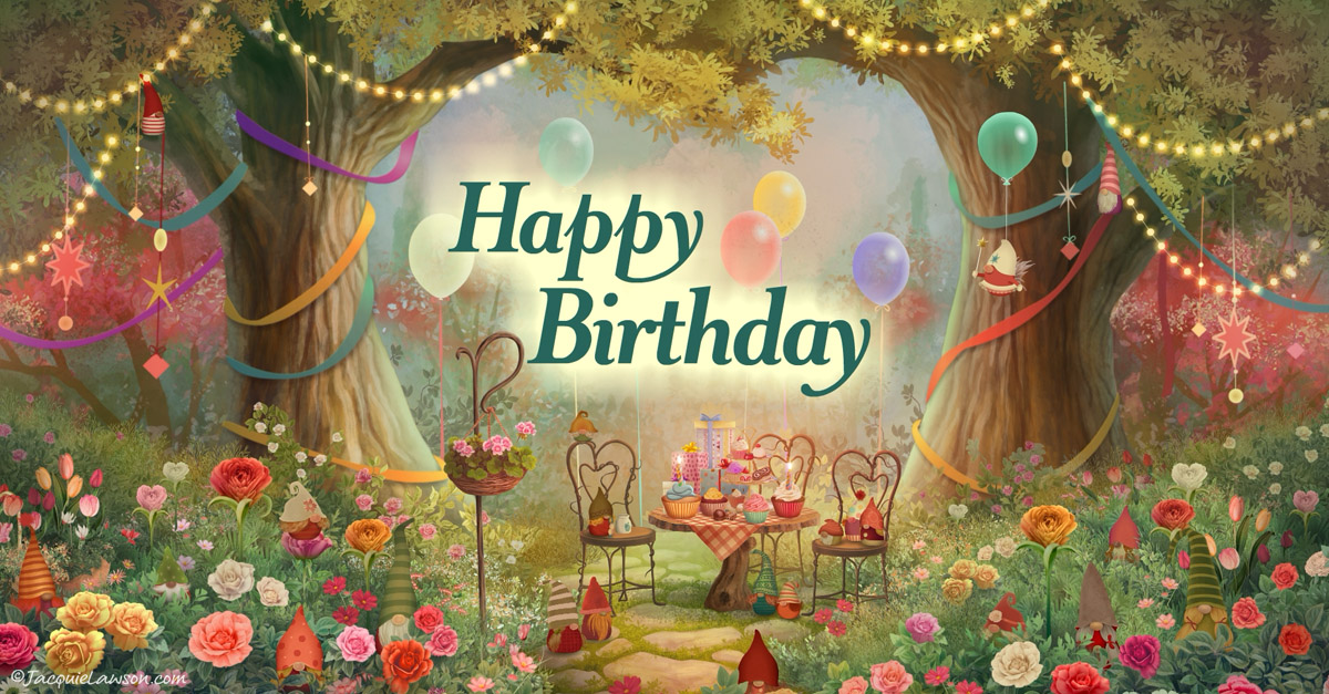 Gnome Gathering (Birthday Version) Jacquie Lawson ecards